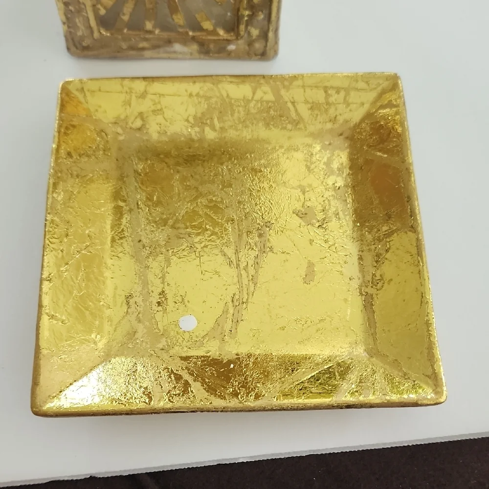 Cream & Gold Decorative Star Candle with Gold Base